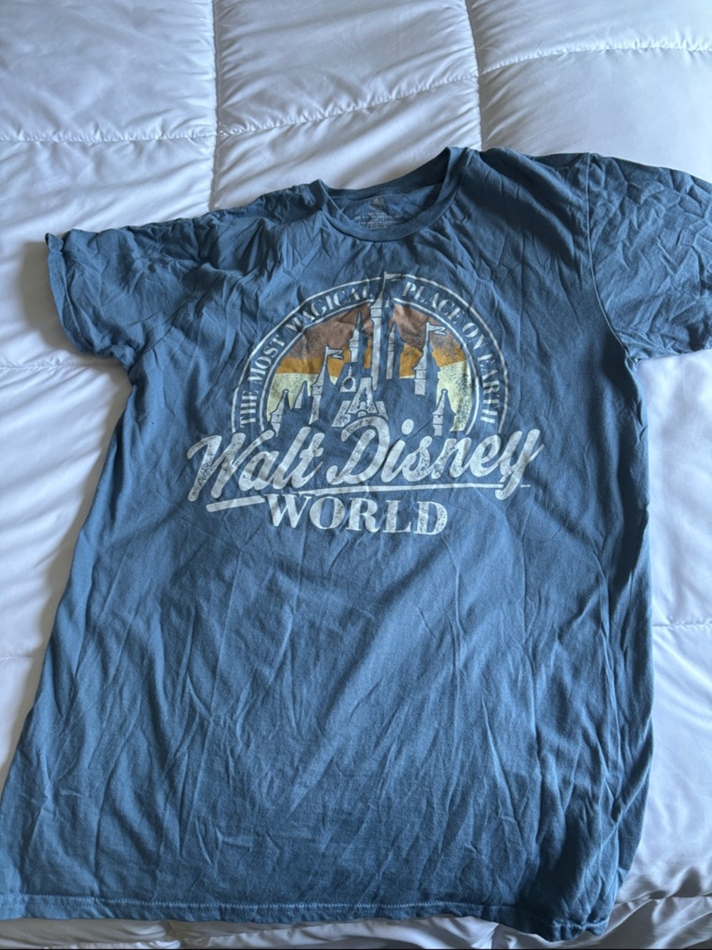 Disney Light Blue Crewneck Tee with Subtle Logo Print